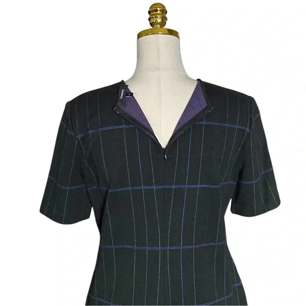 THEORY | Women’s Windowpane Stretch Knit Shift Dress Size 10 - Picture 7 of 9